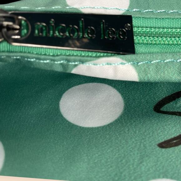 Nicole Lee Sweet Cupcake Tote Removable Interior Bag Coral Green Dogs Puppies - Picture 6 of 16